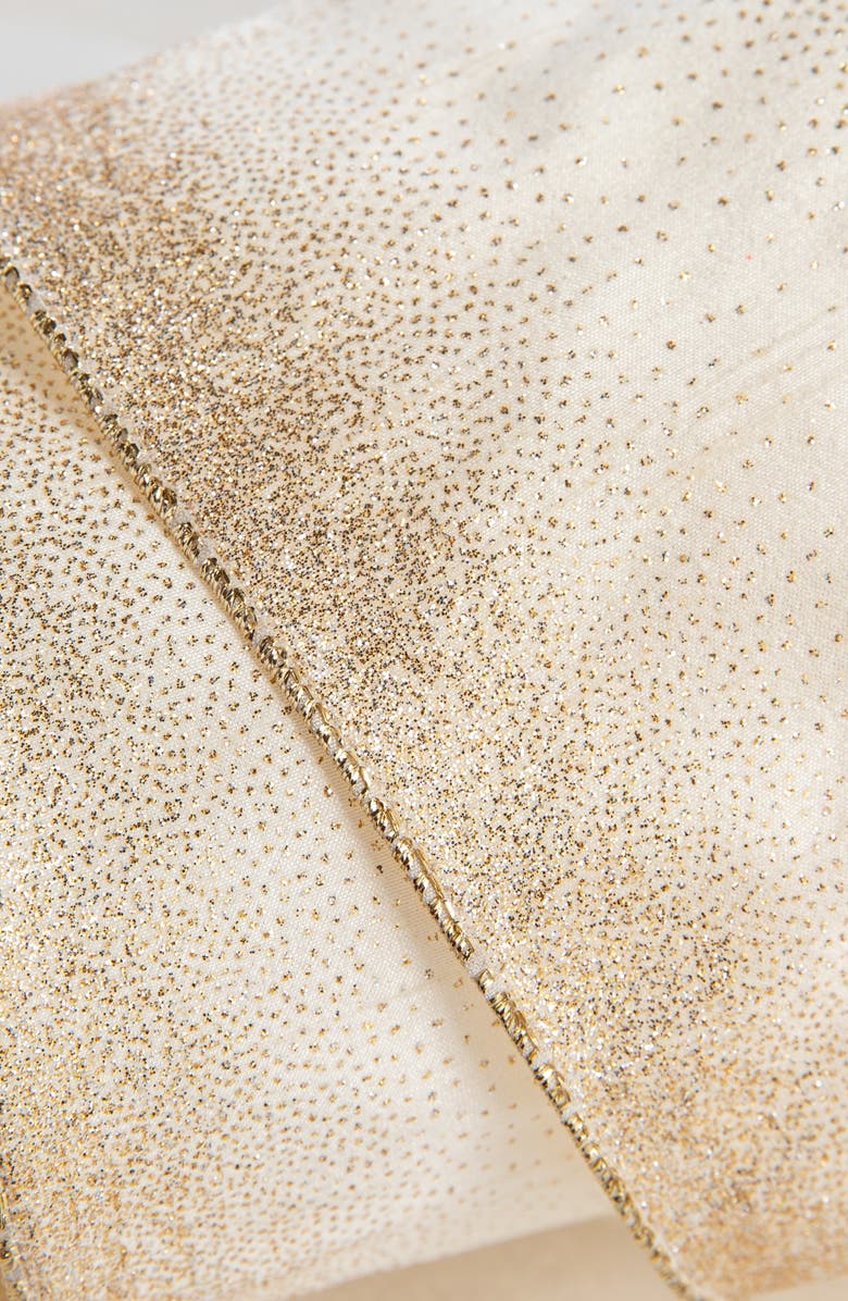 Balsam Hill Ivory Ombre Gold Glitter Ribbon, Alternate, color, Ivory