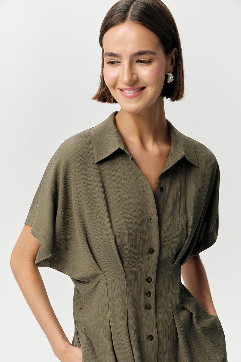 Loni Crinkle Shirt, Alternate, color, Khaki