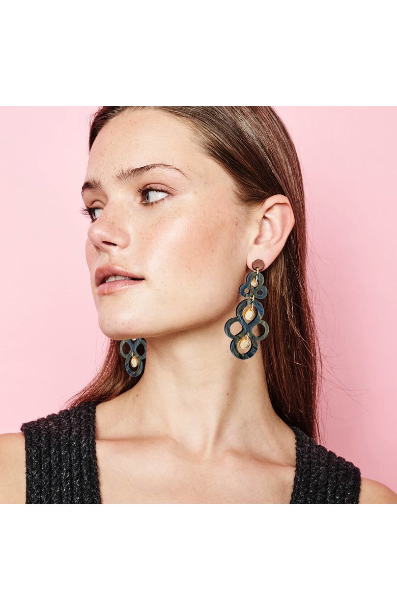 Toolally Batik Earrings - Black Swirl & Gold Mirror, Alternate, color, Black Swirl & Gold Mirror