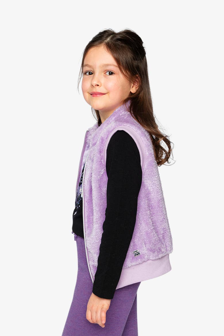 Faux Fur Zip Front Sleeveless Vest, Alternate, color, Violet