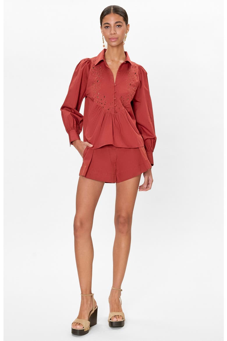 Rachelle Pop Over Blouse, Main, color, Burnt Sienna