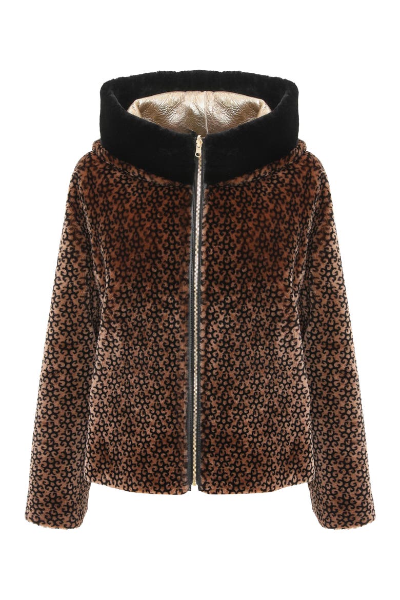 Genuine Shearling Jacket, Reversible, Alternate, color, BROWN/BLACK INSIGNIA