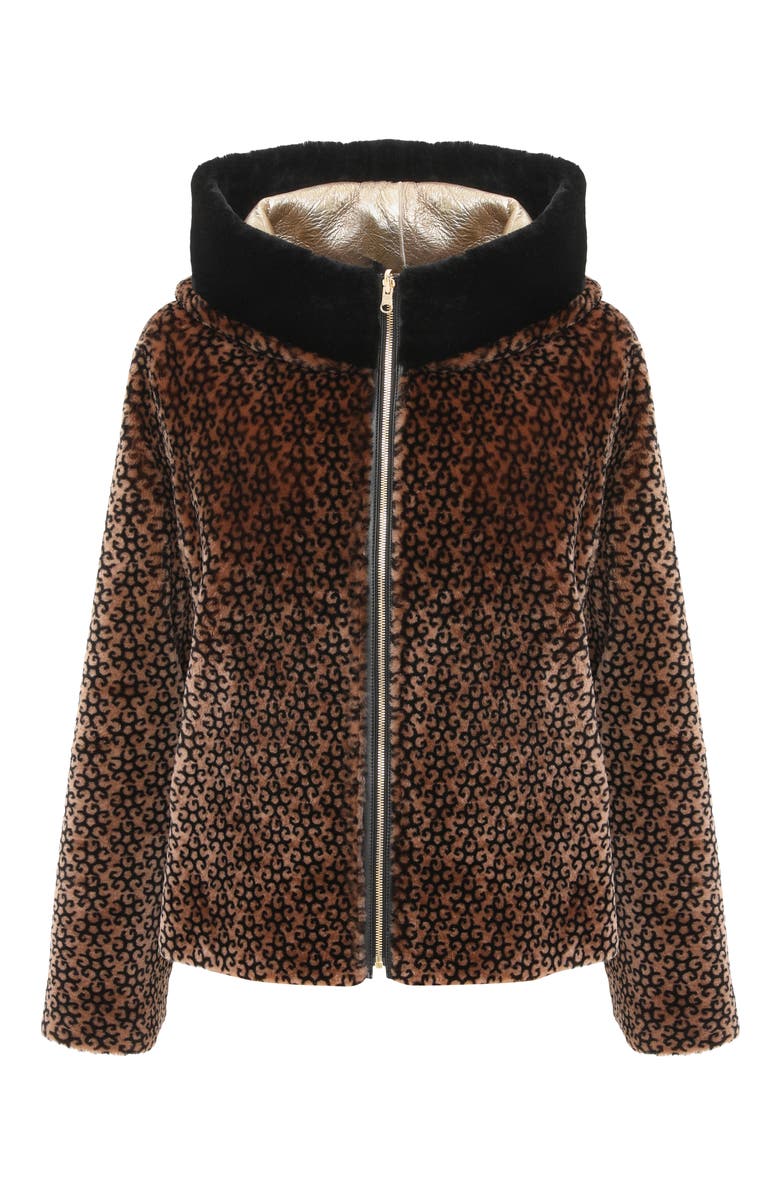 GORSKI Genuine Shearling Jacket, Reversible, Alternate, color, Brown/Black Insignia