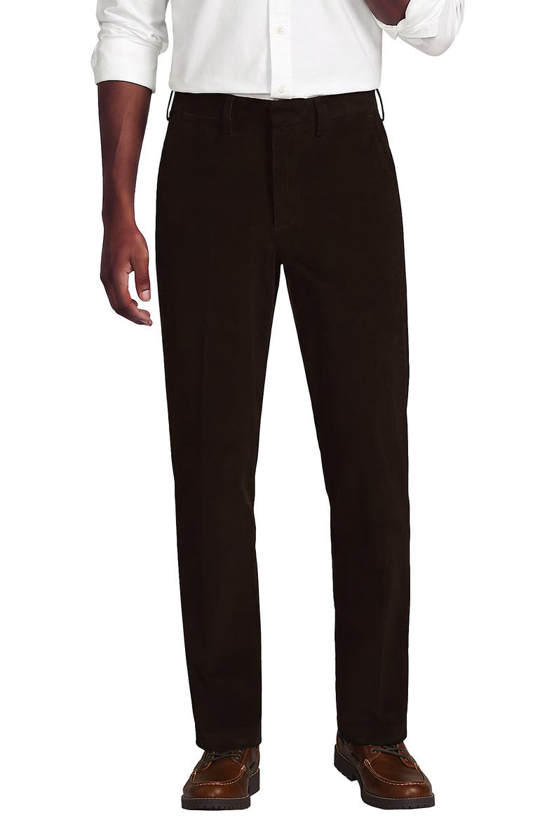 Corduroy Comfort Waist Traditional Fit Plain Front Pant, Main, color, Rich Coffee