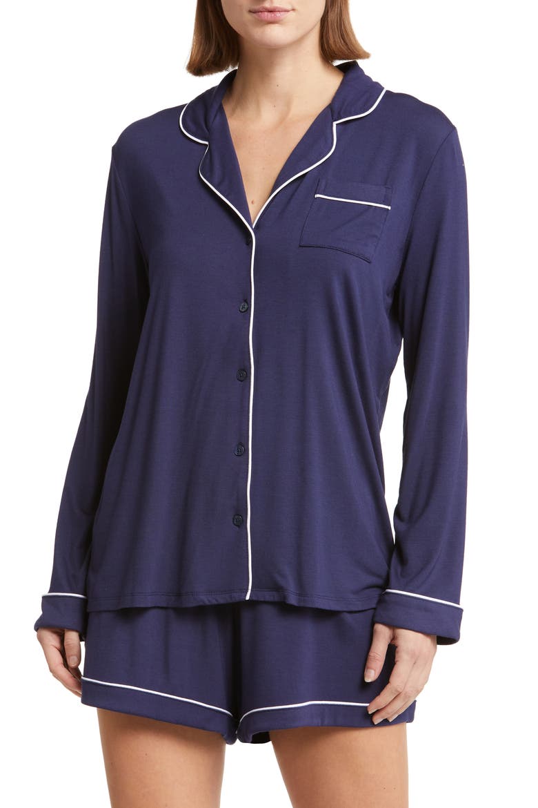 Moonlight Eco Long Sleeve Short Pajamas, Main, color, NAVY PEACOAT