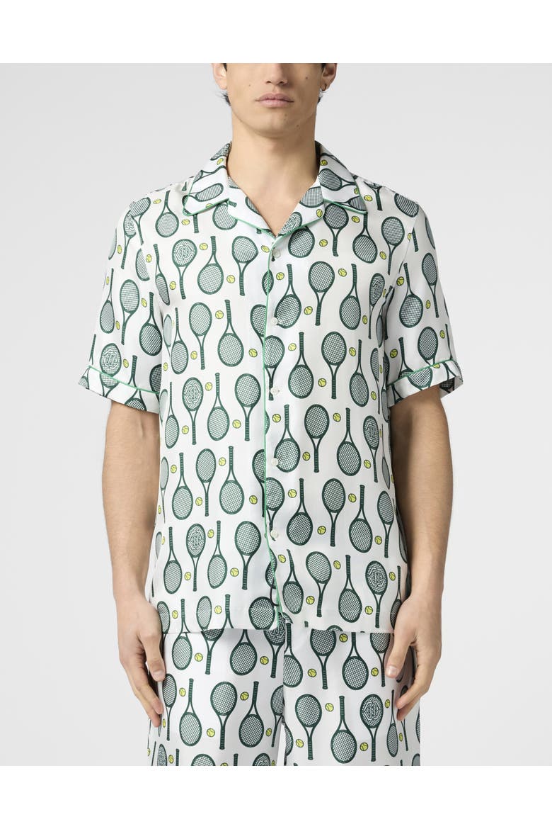 Silk Bowling Shirt Tennis Men, Main, color, white