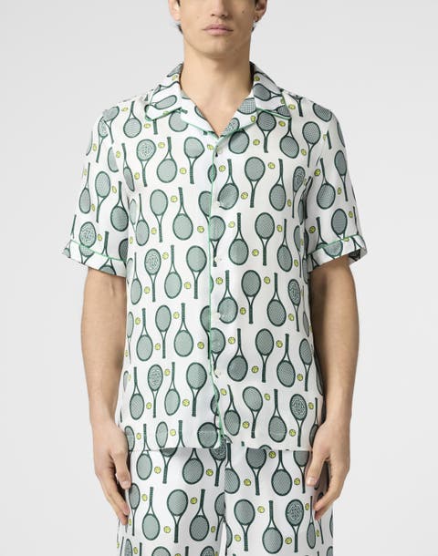 Silk Bowling Shirt Tennis Men