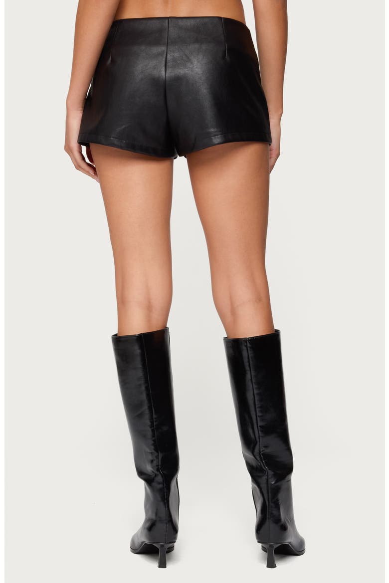 Reese Studded Faux Leather Micro Shorts, Alternate, color, BLACK