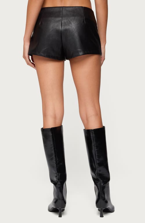 Edikted Reese Studded Faux Leather Micro Shorts In Black