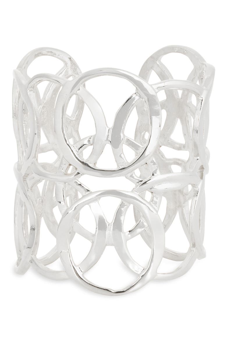 Geometric Cuff Bracelet, Main, color, SILVER