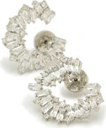 Classicharms Crescent Baguette Cubic Zirconia Stud Earrings