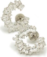 Classicharms Crescent Baguette Cubic Zirconia Stud Earrings