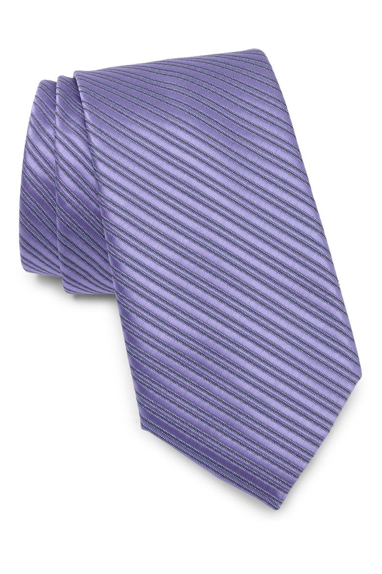 Stripe Rib Satin Tie, Main, color, LILAC