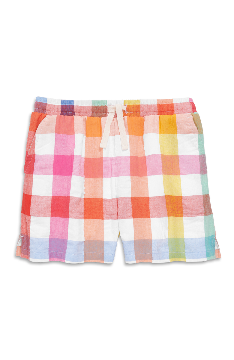 Primary Kids Beach Short In Rainbow Gingham, Main, color, 