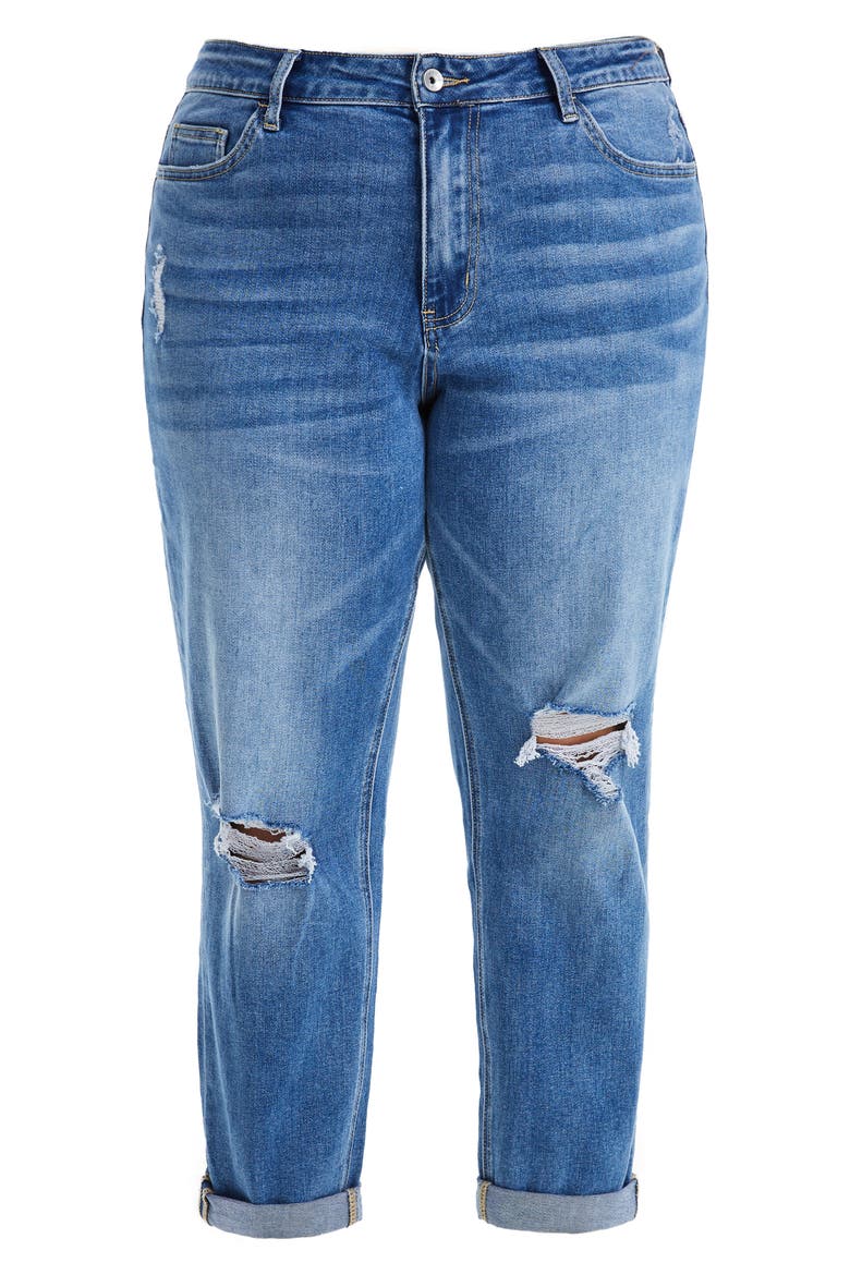 High Rise Distressed Relaxed Boyfriend Jeans, Alternate, color, MIDNIGHT THUNDER