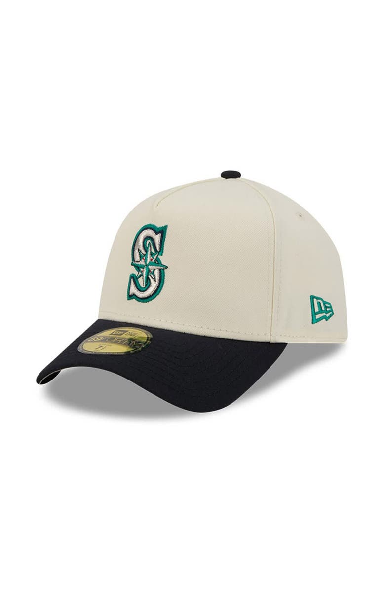 New Era Men's New Era Cream Seattle Mariners Chrome A-Frame 59FORTY Fitted Hat, Alternate, color, Cream