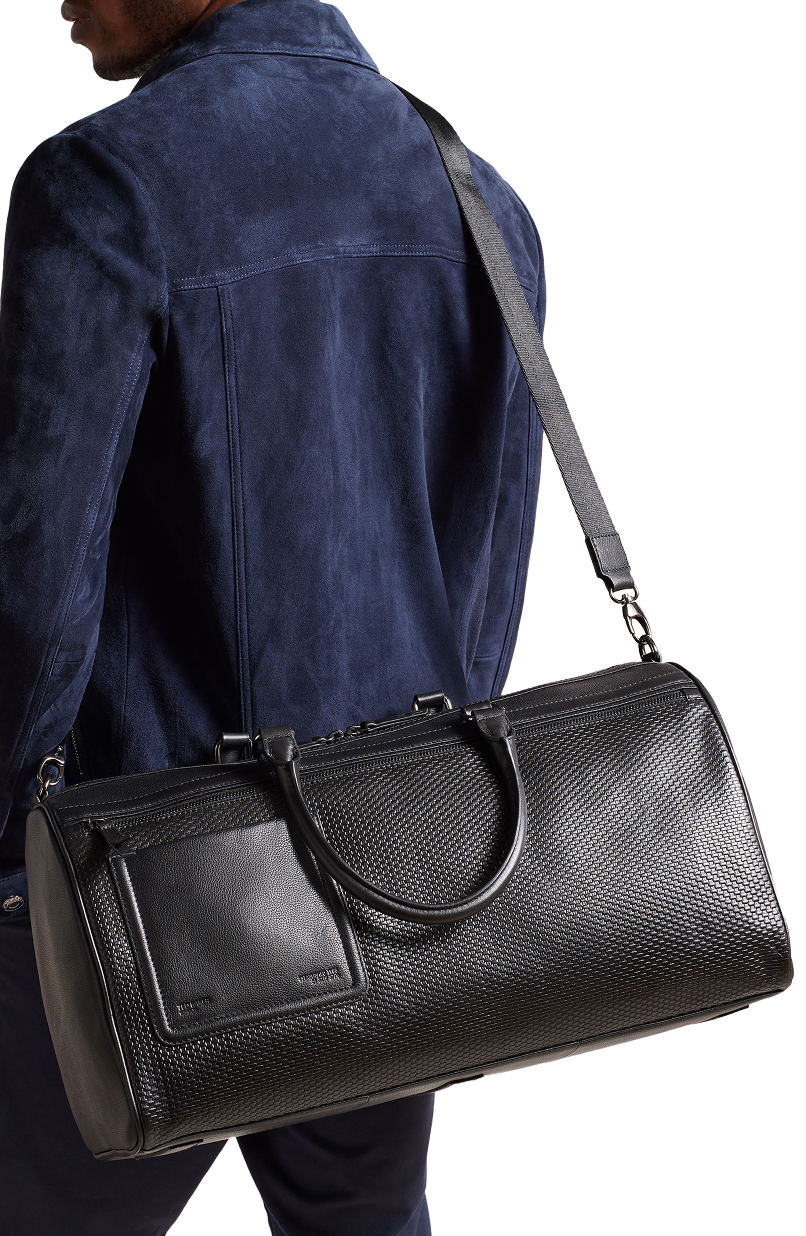 Ted Baker London Canvay Leather Duffle Bag, Alternate, color, 