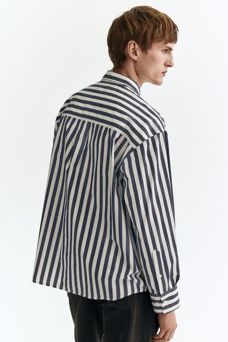 Relaxed Fit Poplin Shirt, Alternate, color, Dark blue/striped