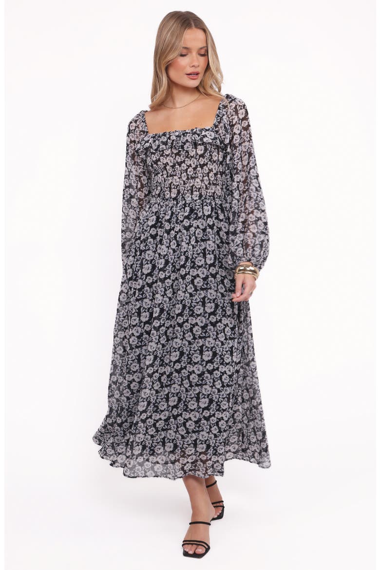 Faith Floral Print Long Sleeve Maxi Dress, Alternate, color, BLACK FLORAL