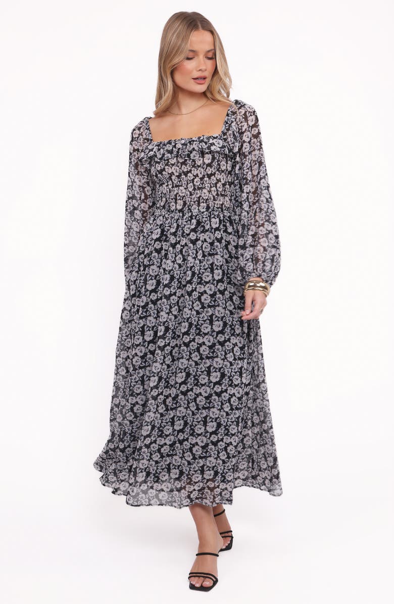 Petal & Pup Faith Floral Print Long Sleeve Maxi Dress, Alternate, color, Black Floral