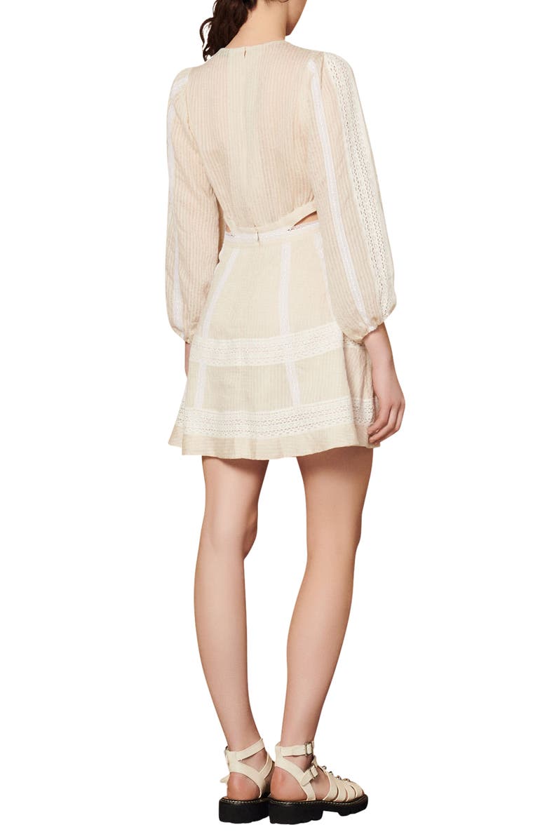 SANDRO Alaya Lace Detail Long Sleeve Dress, Alternate, color,