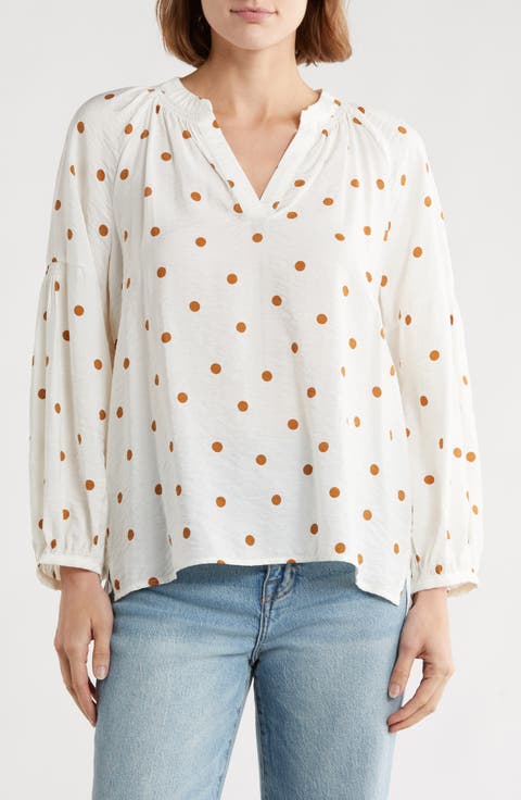 Long Sleeve Printed Popover Top