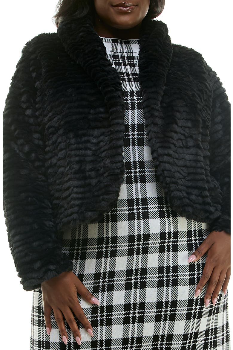 Faux Fur Bolero Jacket, Main, color, BLACK