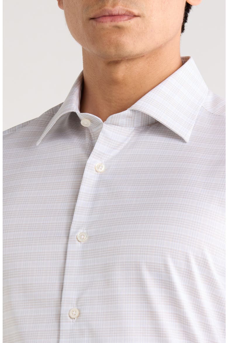 Plaid Cotton Dress Shirt, Alternate, color, TAUPE