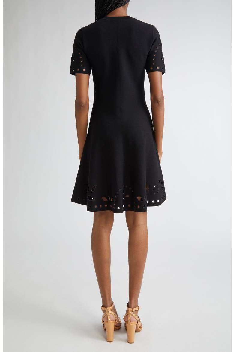 Fanna Eyelet Detail Knit Minidress, Alternate, color, NOIR