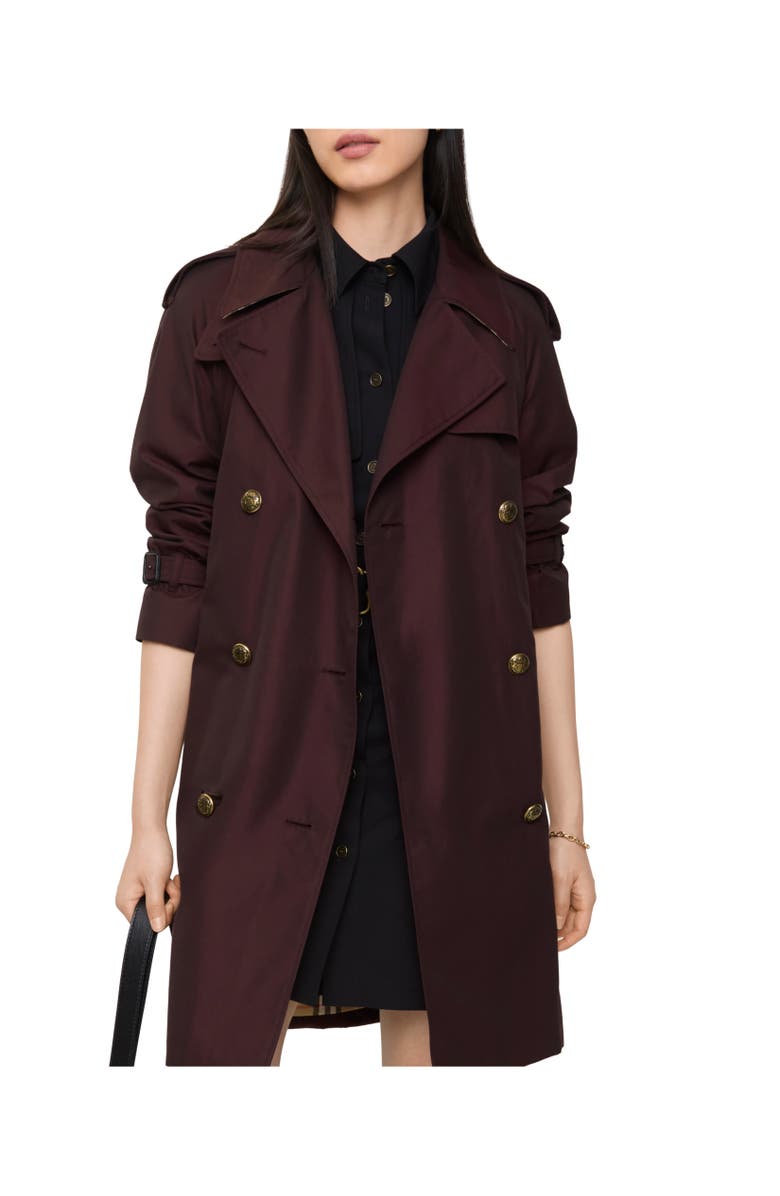 Burberry Mid-length Gabardine Castleford Trench Coat, Alternate, color, Mahogany Red