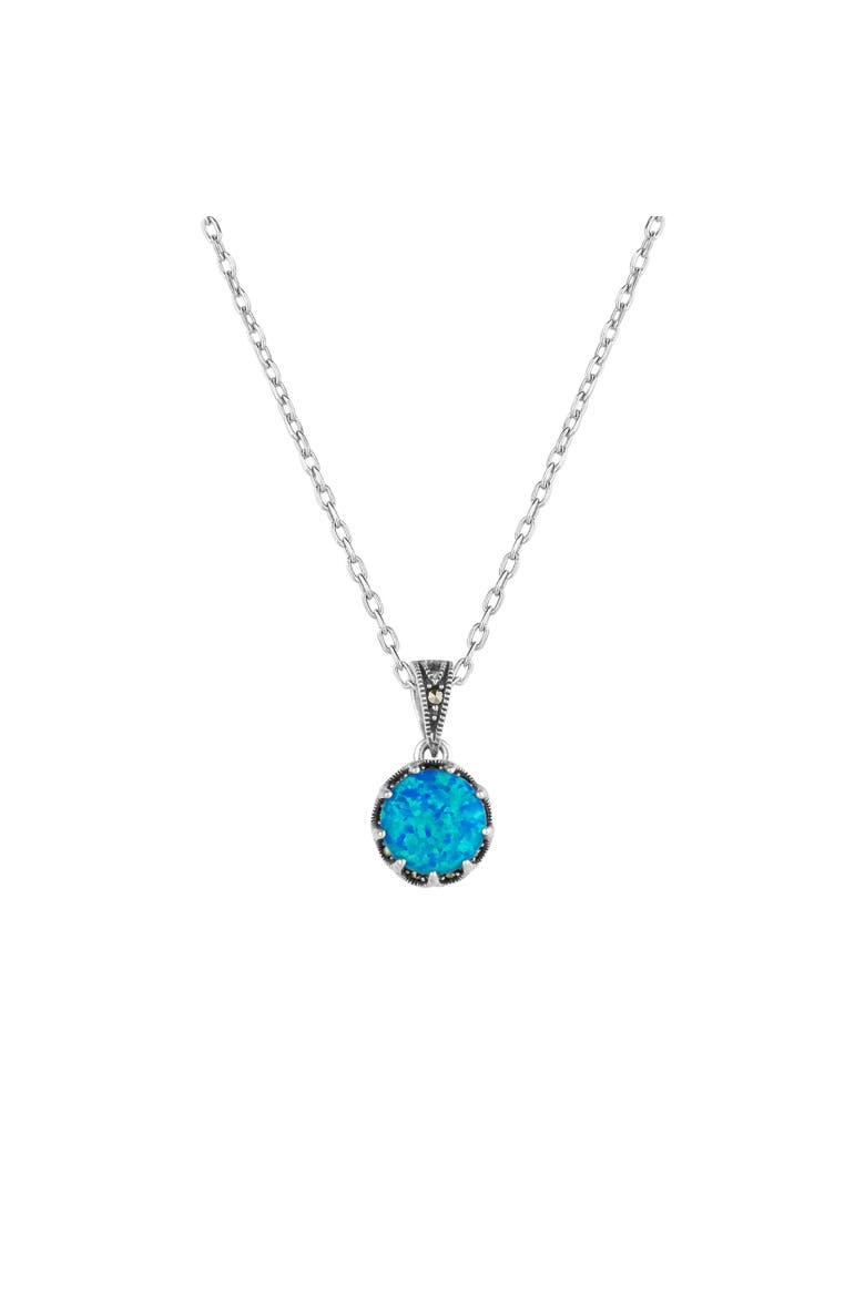 Round Opal High Quality Sterling Silver Pendant Necklace, Main, color, Dark opal