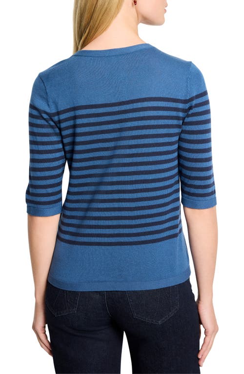 Nic + Zoe Nic+zoe Stripe Cotton Blend Sweater In Blue