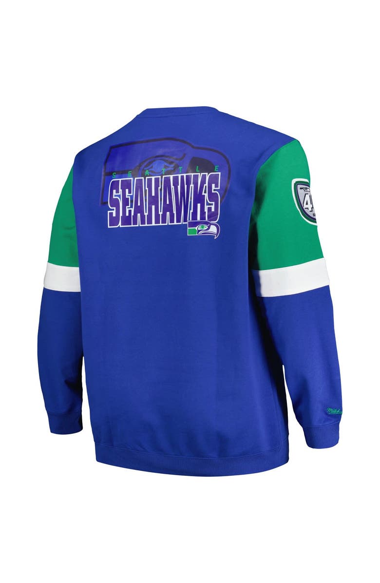 Mitchell & Ness Men's Mitchell & Ness Royal Seattle Seahawks Big & Tall Fleece Pullover Sweatshirt, Alternate, color, Royal