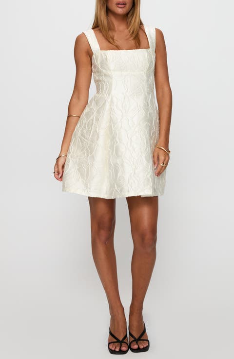 Eloquent Floral Satin Jacquard Cocktail Minidress