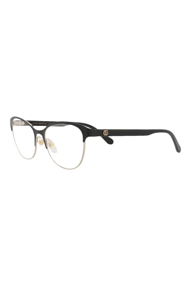 53mm Half Rim Optical Glasses, Alternate, color, BLACK BLACK TRANSPARENT
