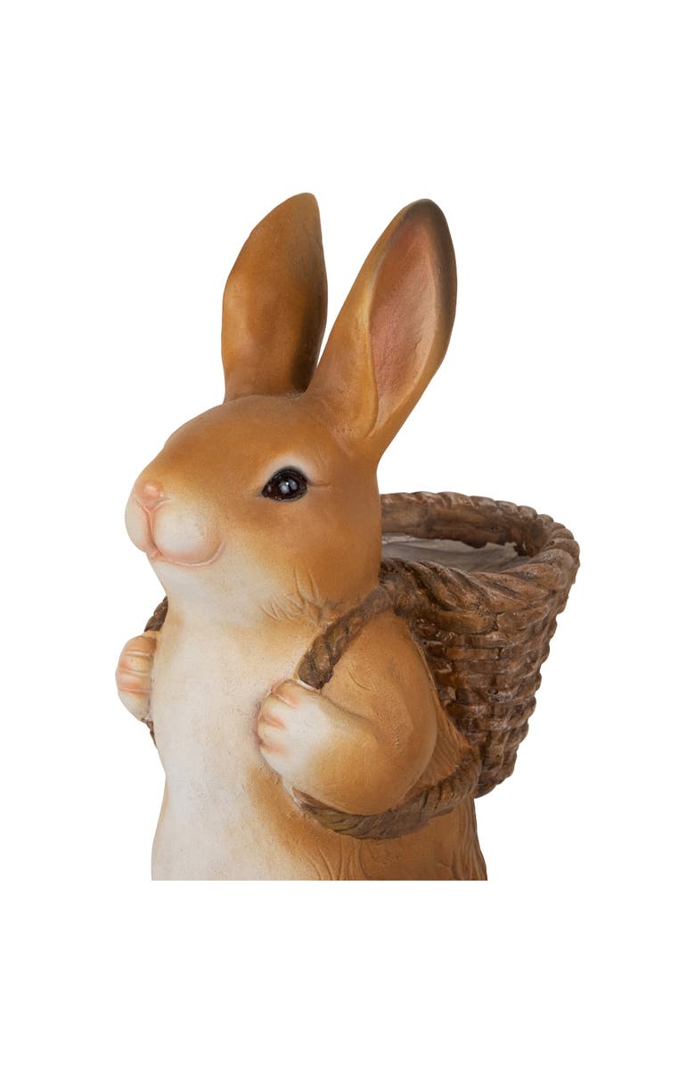 Northlight Standing Bunny Carrying a Basket Outdoor Garden Statue - 16.75", Alternate, color, Brown