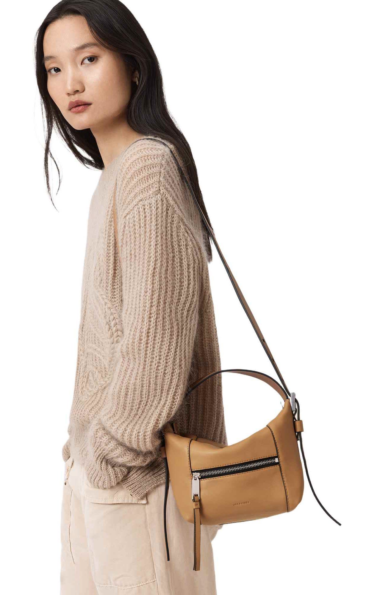 Mini Vega Grab Leather Crossbody Bag, Alternate, color, ACETONE TAN BROWN