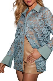 VICI Collection Off the Vine Sheer Lace Shirt