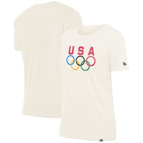 Men's New Era  Cream Team USA Five Rings Chrome T-Shirt