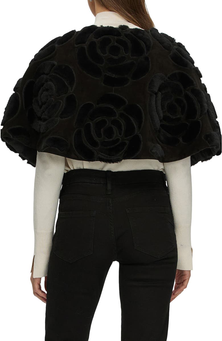 GORSKI Genuine Shearling/Suede Floral Embroidered Stole Reversible To  Cashmere And Wool Blend, Alternate, color, Black/Black