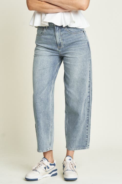 OLIVER LOGAN OLIVER LOGAN HARLOW BARREL LEG JEANS HIGH RISE LIGHT INDIGO WORN