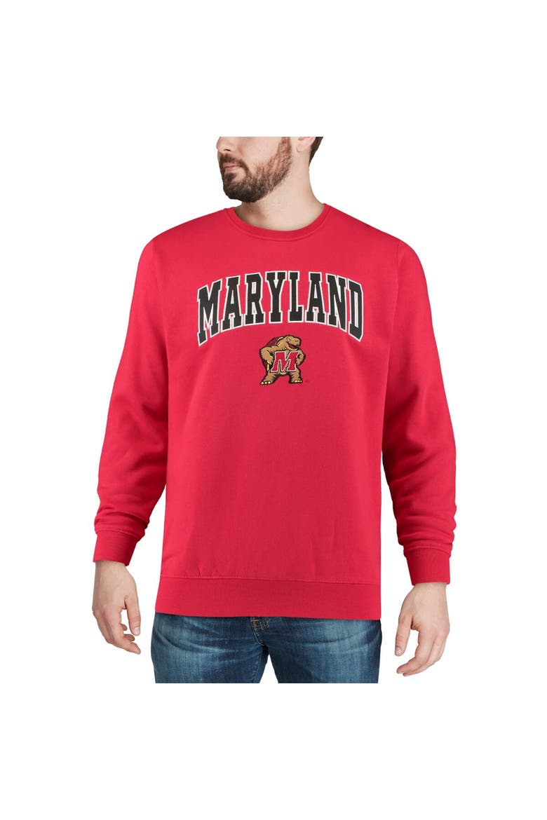 Men's Colosseum Red Maryland Terrapins Arch & Logo Crew Neck Sweatshirt, Alternate, color, Red