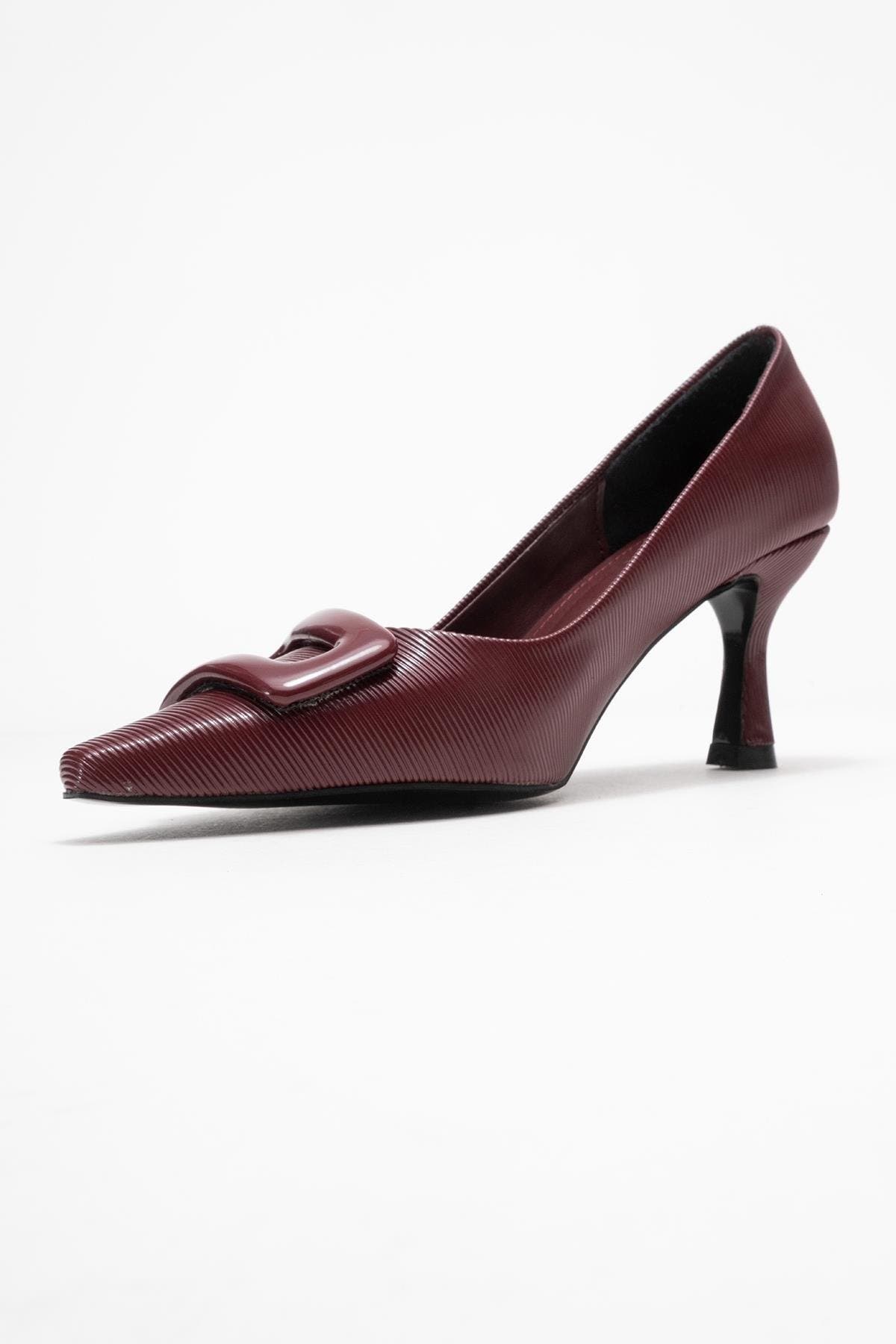 Astra Buckle Pointed Toe Pump, Alternate, color, Burgundy