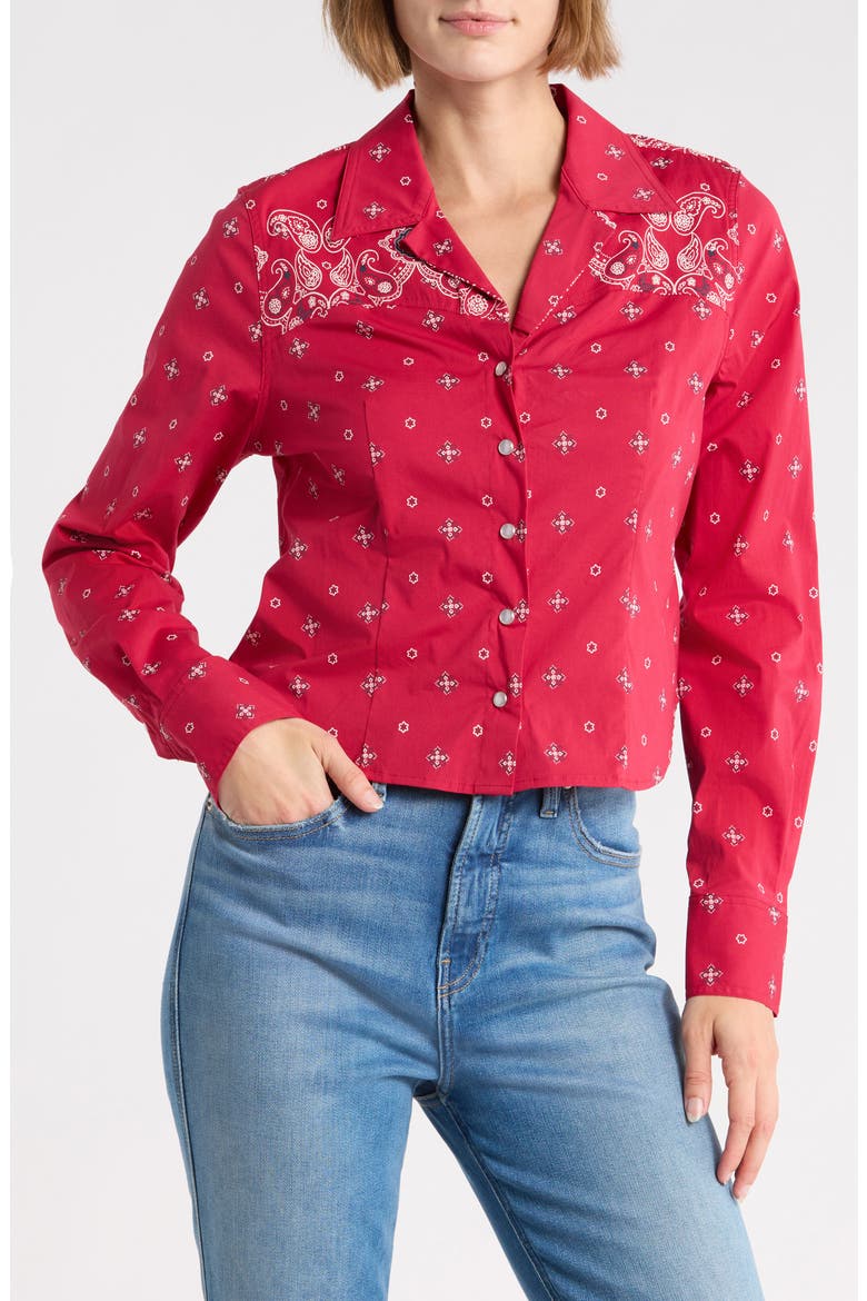 Dolly Tailored Bandana Print Cotton Poplin Camp Shirt, Main, color, FLARE BANDANA PRINT