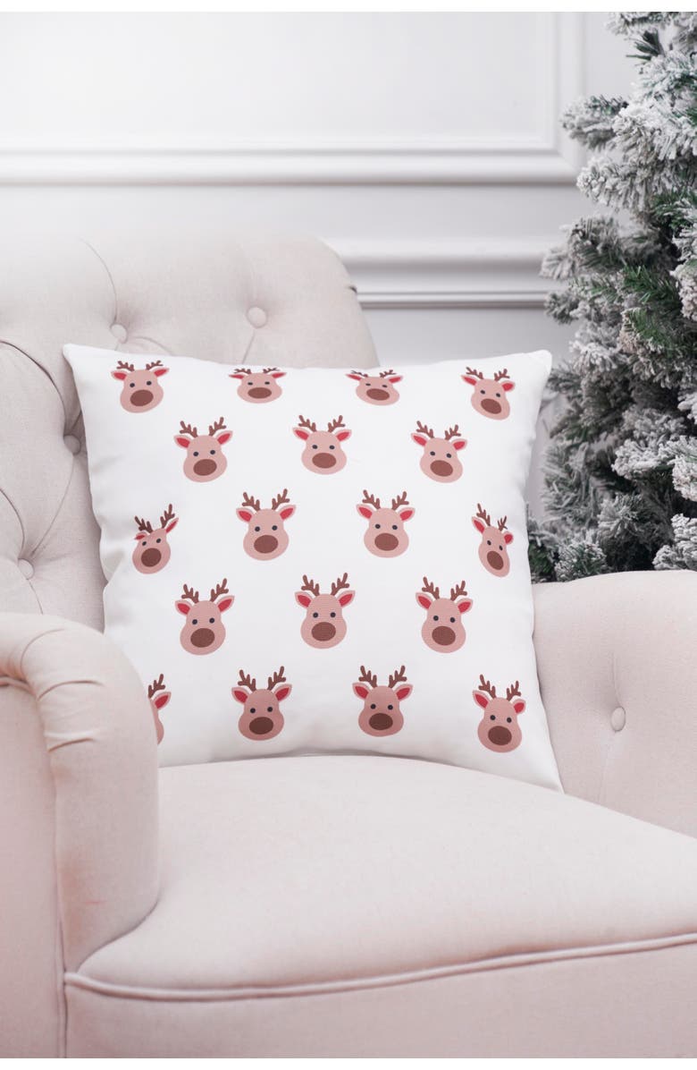 C&F Home Reindeer Season Christmas Indoor/Outdoor Accent Pillow, 18" x 18", Alternate, color, Brown