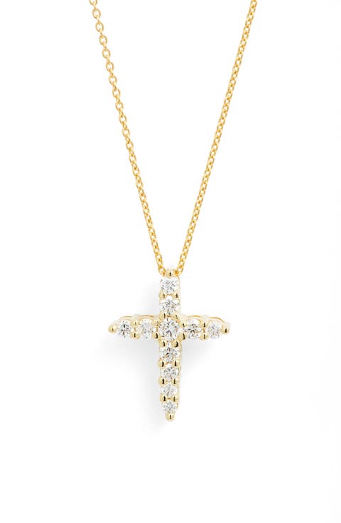Tiny Treasures Diamond Cross Pendant Necklace