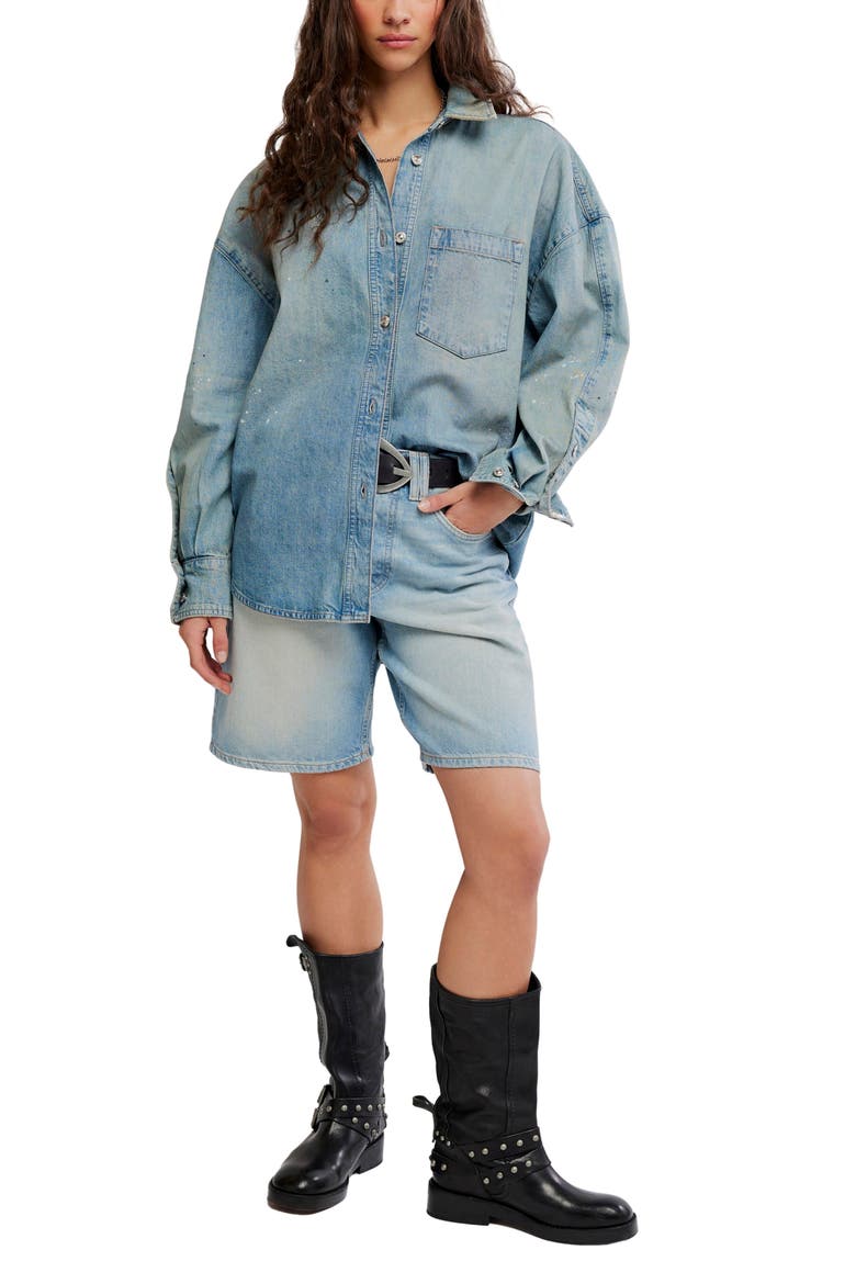 Rally Cocoon Cotton Shirt, Alternate, color, DENIM BLUE