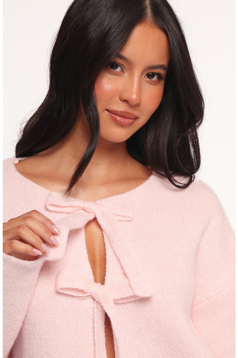 Arden Bow Cardigan, Alternate, color, PINK