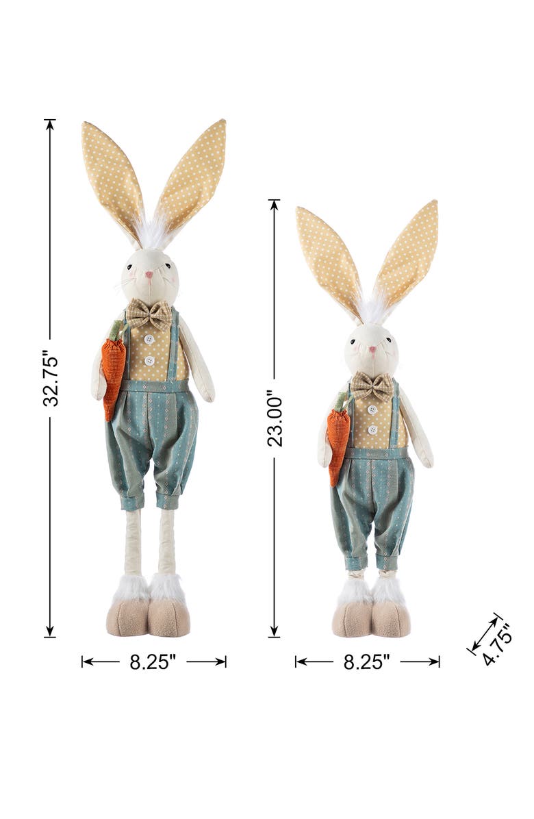Glitzhome Easter Fabric Boy Bunny with Telescoping Legs, Alternate, color, Blue