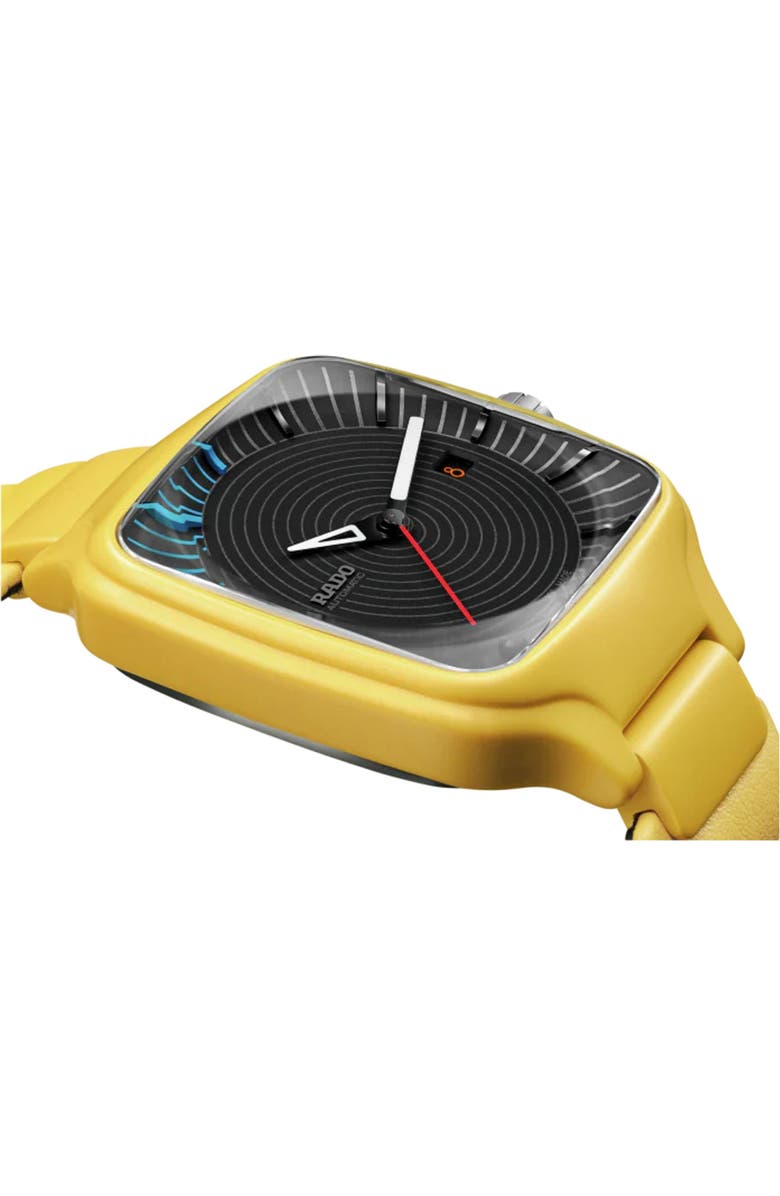 RADO True Square Tej Chauhan Automatic Leather Strap Watch, 38mm, Alternate, color, 